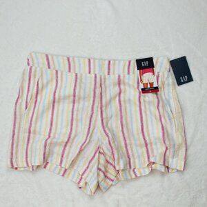 NWT GAP multi colored striped linen shorts XL summer vacation